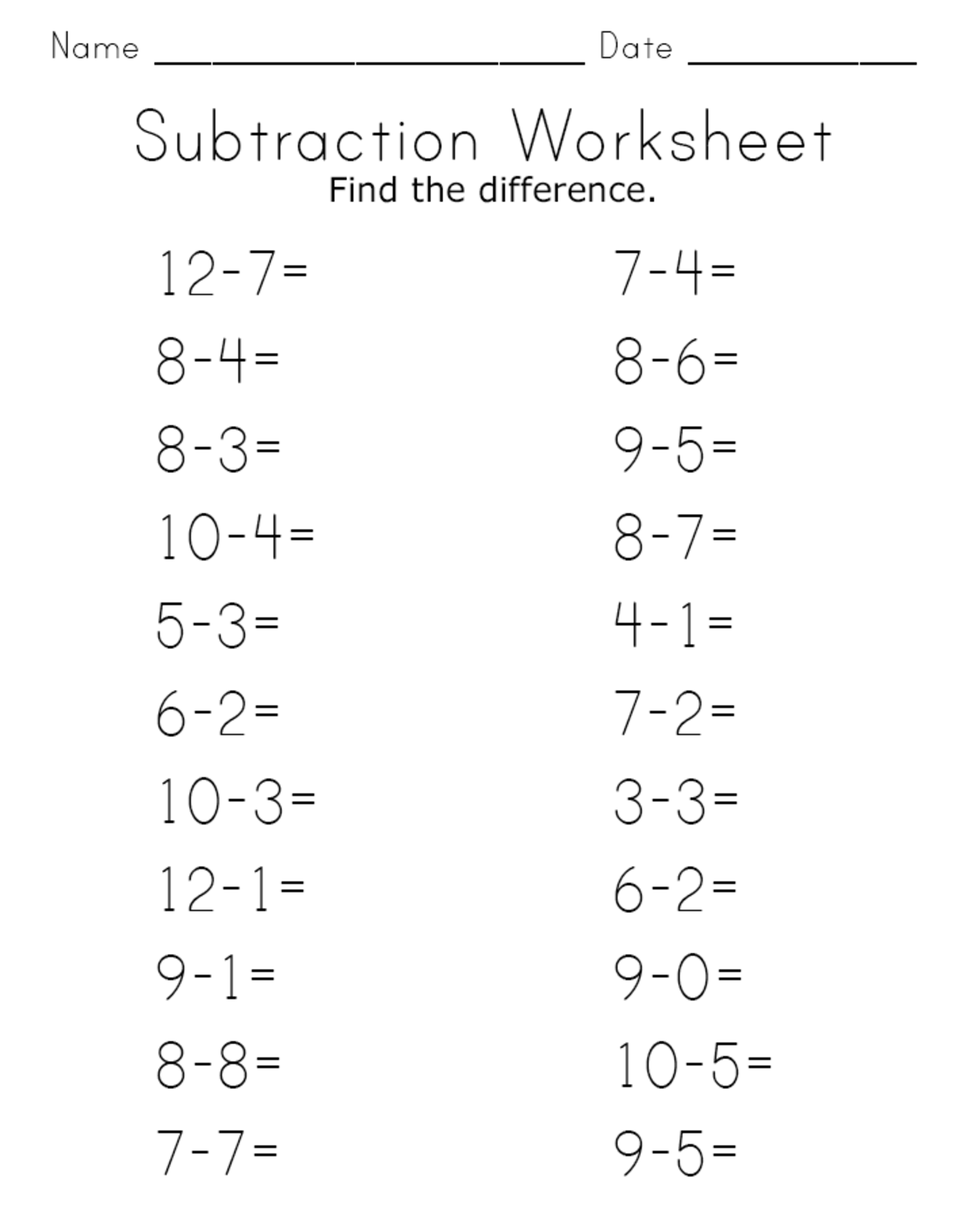 Worksheet #604780: Subtraction Worksheets for Kindergarten – Free