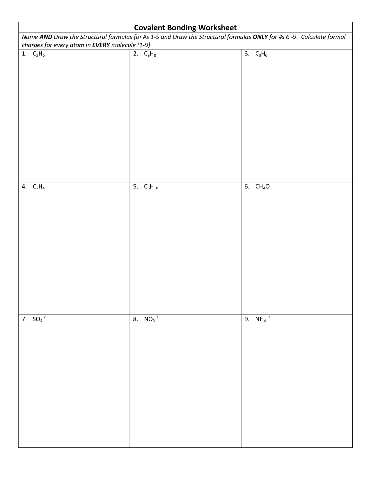 Lewis Structure Practice Worksheet