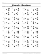 Equivalent Fractions Worksheets 6th Grade