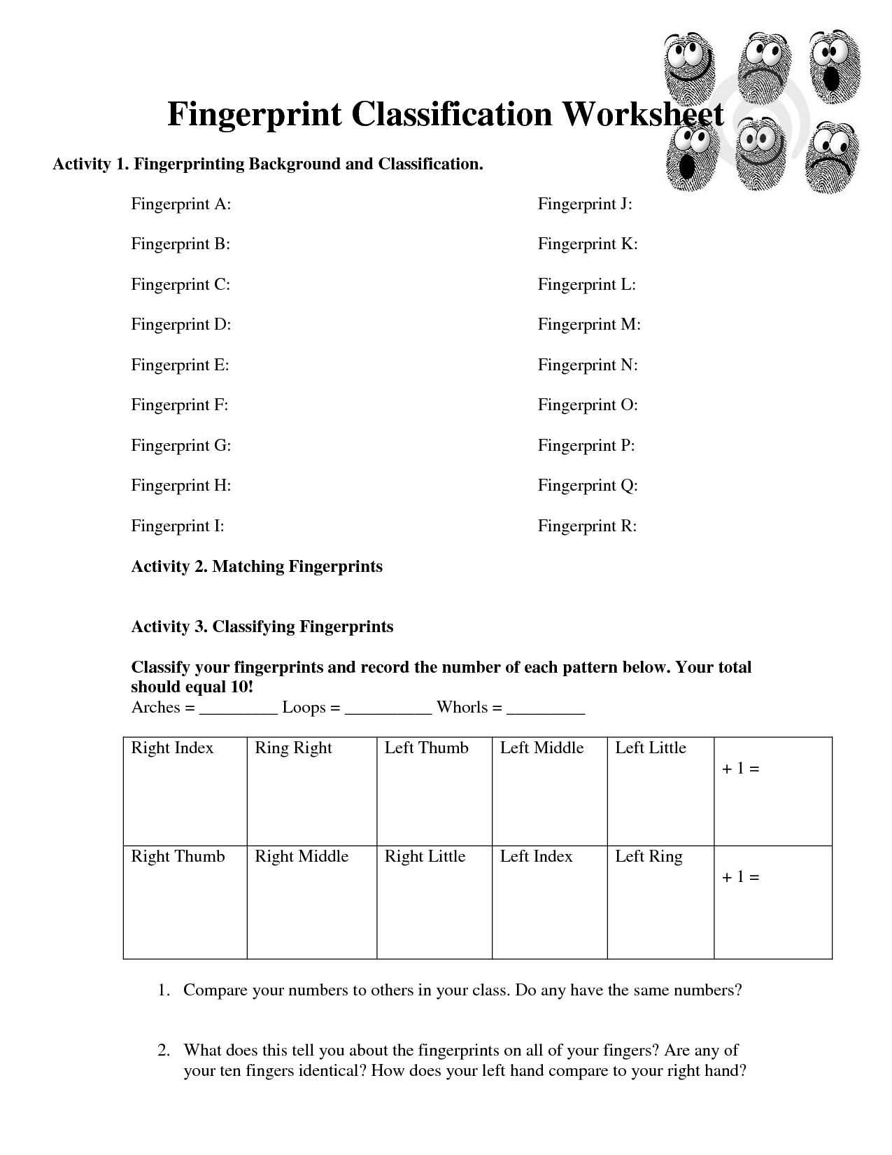 15 Best Images of Fingerprint Identification Worksheet - Printable