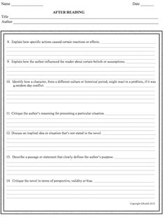 High School Worksheets for College Students