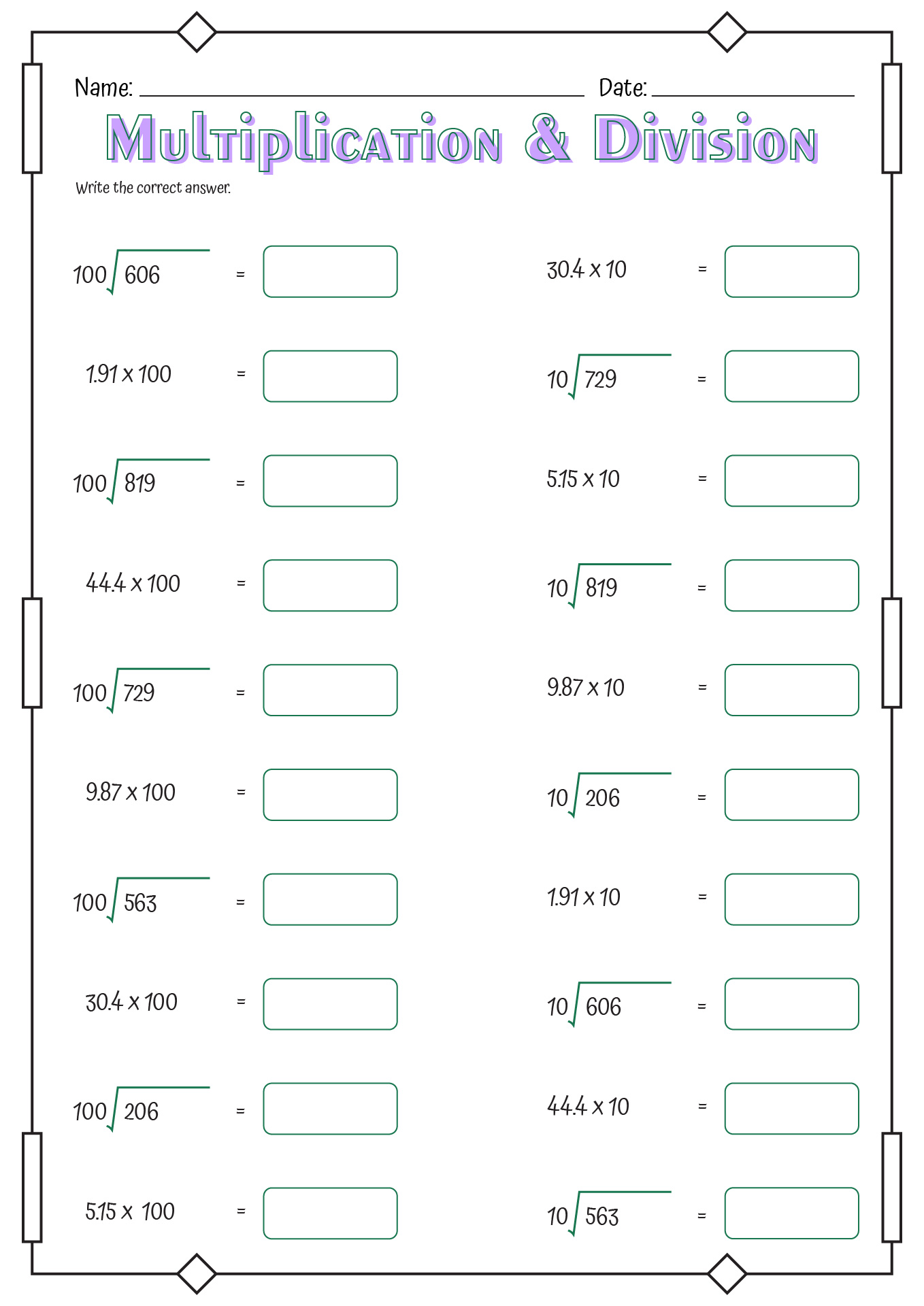 8 Best Images of Multiplying Decimals Worksheet  Multiplying Two Decimals Worksheet, Math 