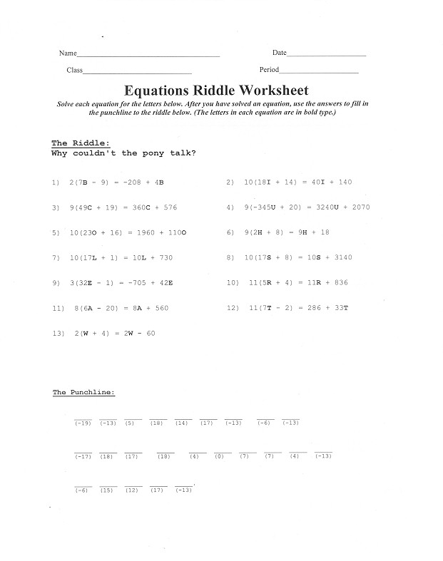 Pre-Algebra 7th Grade Math Worksheets