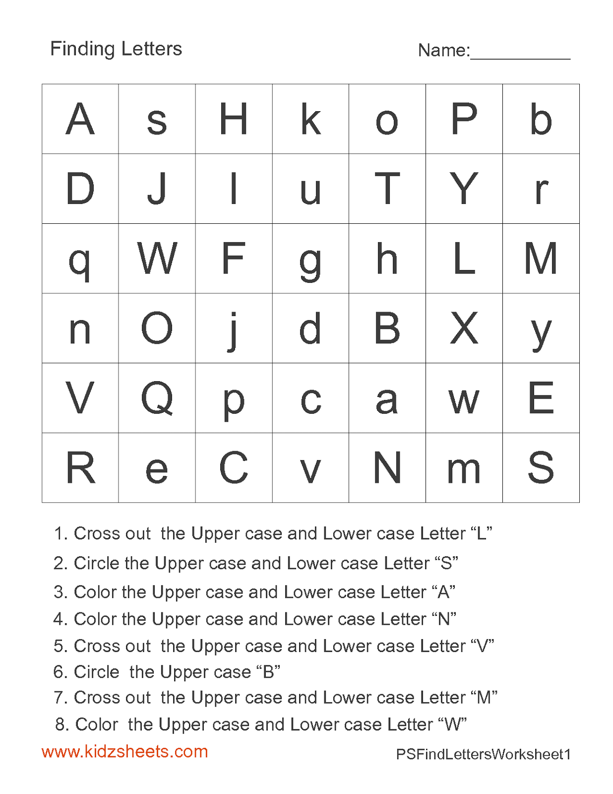 Free Printable Letter Find Worksheets