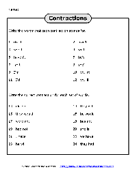 Free Printable Contraction Worksheets 2nd Grade