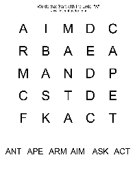 Letter Word Search Puzzle