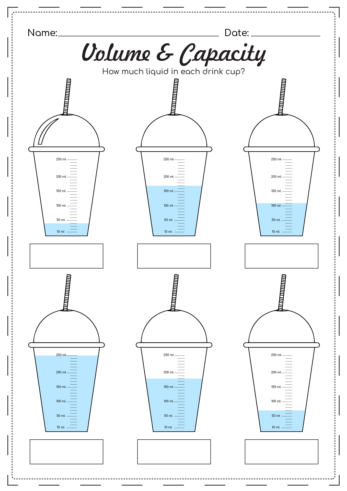 Measuring Liquid Volume Worksheet