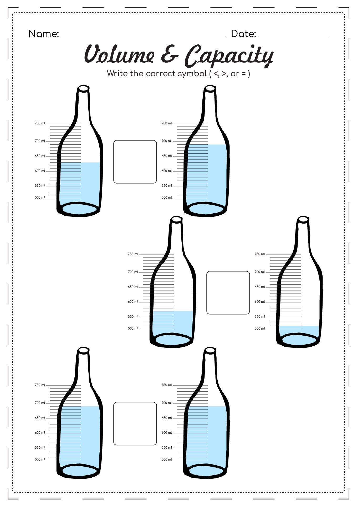 Measuring Liquid Volume Worksheet