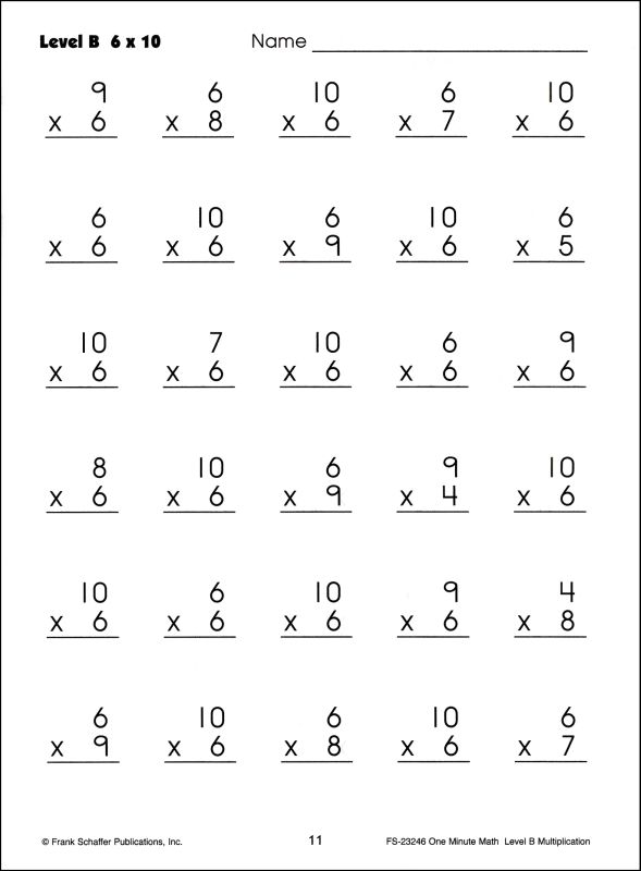 1 Minute Math Drills Multiplication