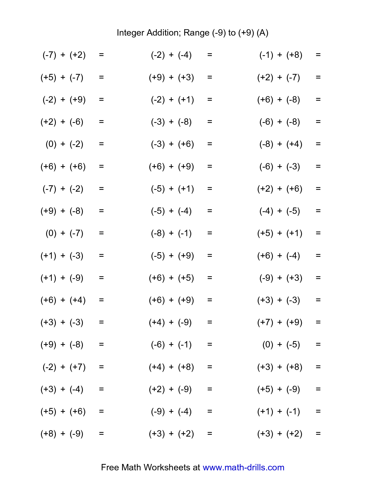 2nd Grade Math Addition Subtraction Worksheet