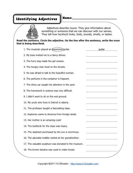 3rd Grade Adjective Worksheets Pdf