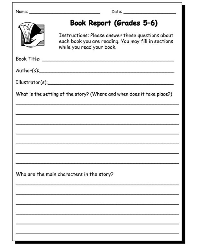 3rd Grade Book Report Worksheet