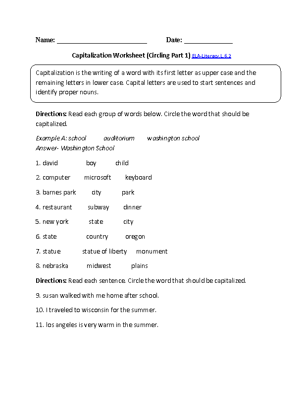 6th Grade Common Core Worksheets