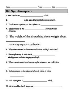 Bill Nye Atmosphere Worksheet