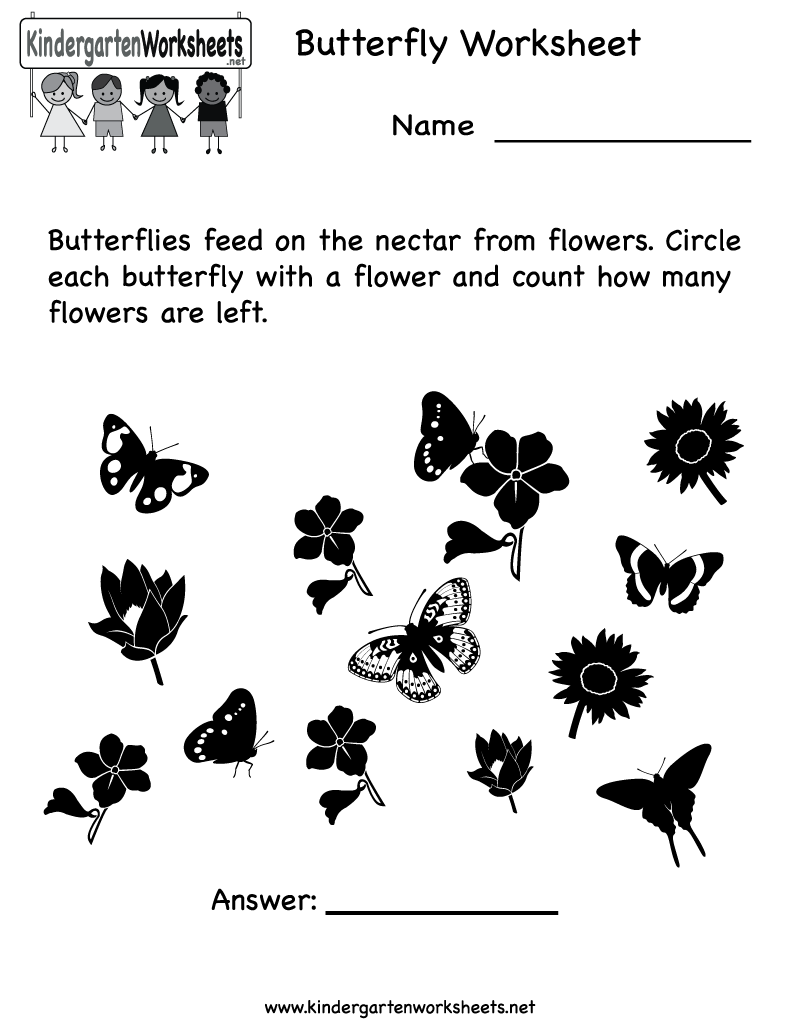 Free Butterfly Worksheets Kindergarten