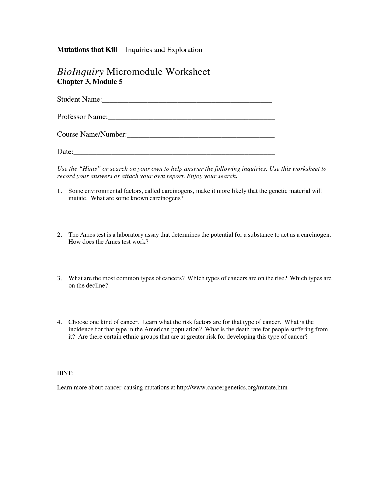 Dna Mutation Practice Worksheet Answers