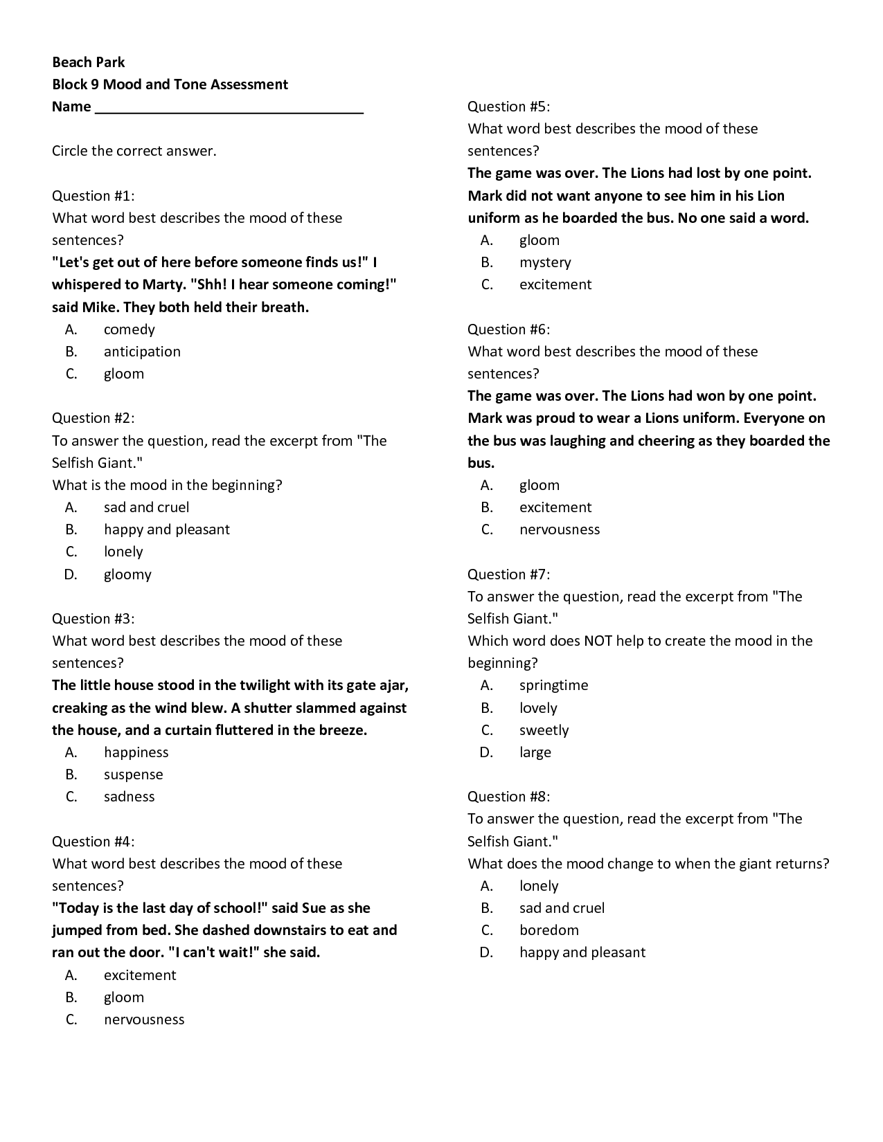 Tone And Mood Worksheet Answers - Nidecmege