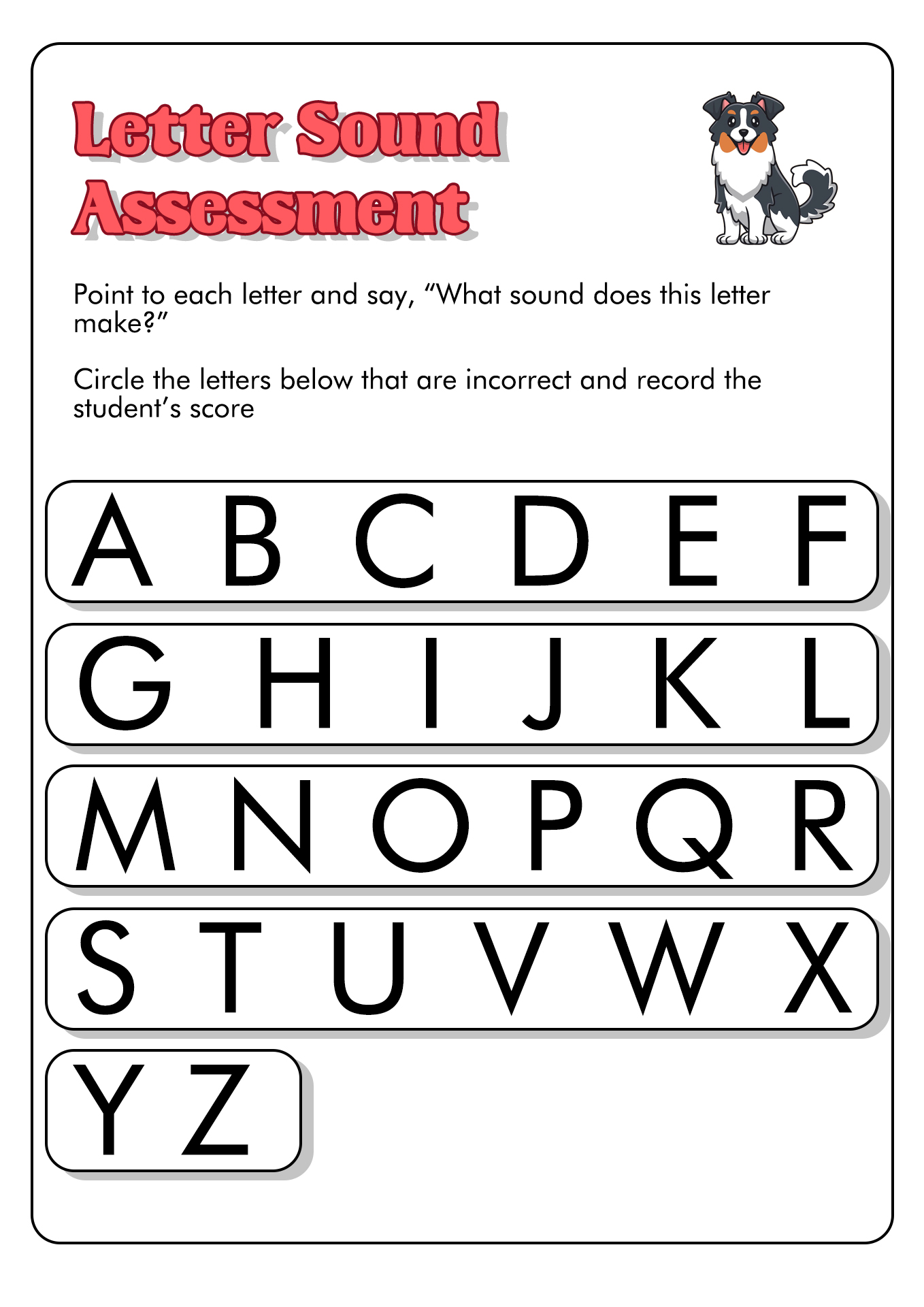 16 Best Images Of Letter Recognition Assessment Worksheet Alphabet
