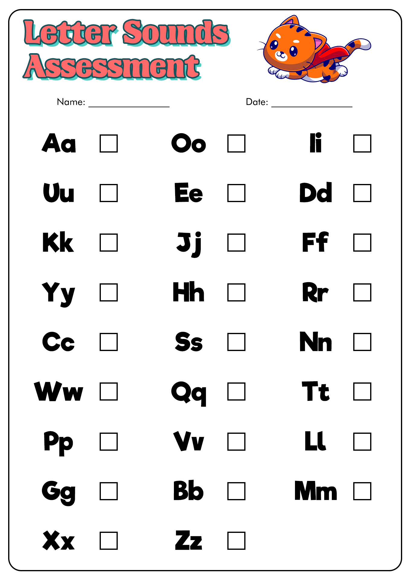Letter Identification Score Sheet Free Printable Free Printable Download