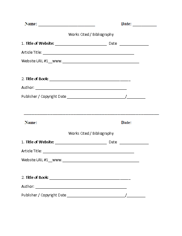 15 Best Images of Bibliography Worksheets For 5th Grade - MLA Works