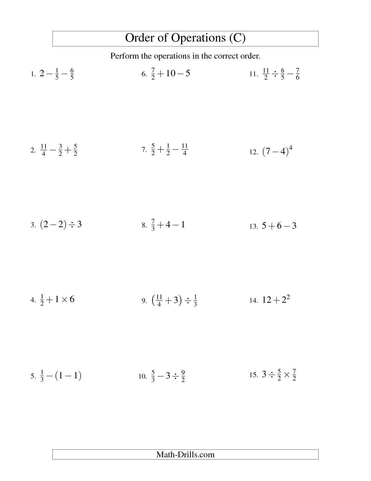 7 Best Images of Choose An Operation Worksheets - Order of Operations