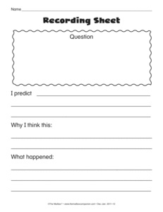 Science Experiment Recording Sheet