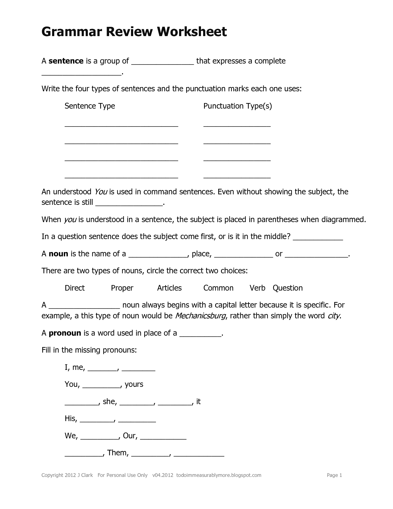 18 Best Images of Printable Grammar Worksheets Sentence Types - Command