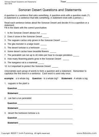 Statements and Questions Worksheets 2nd Grade