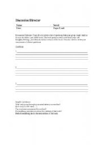Discussion Director Literature Circle Worksheets