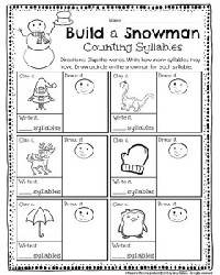 Kindergarten Syllable Words Worksheet