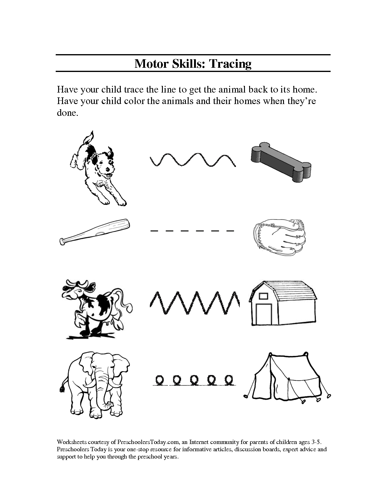 Tracing Animals Worksheets Preschool