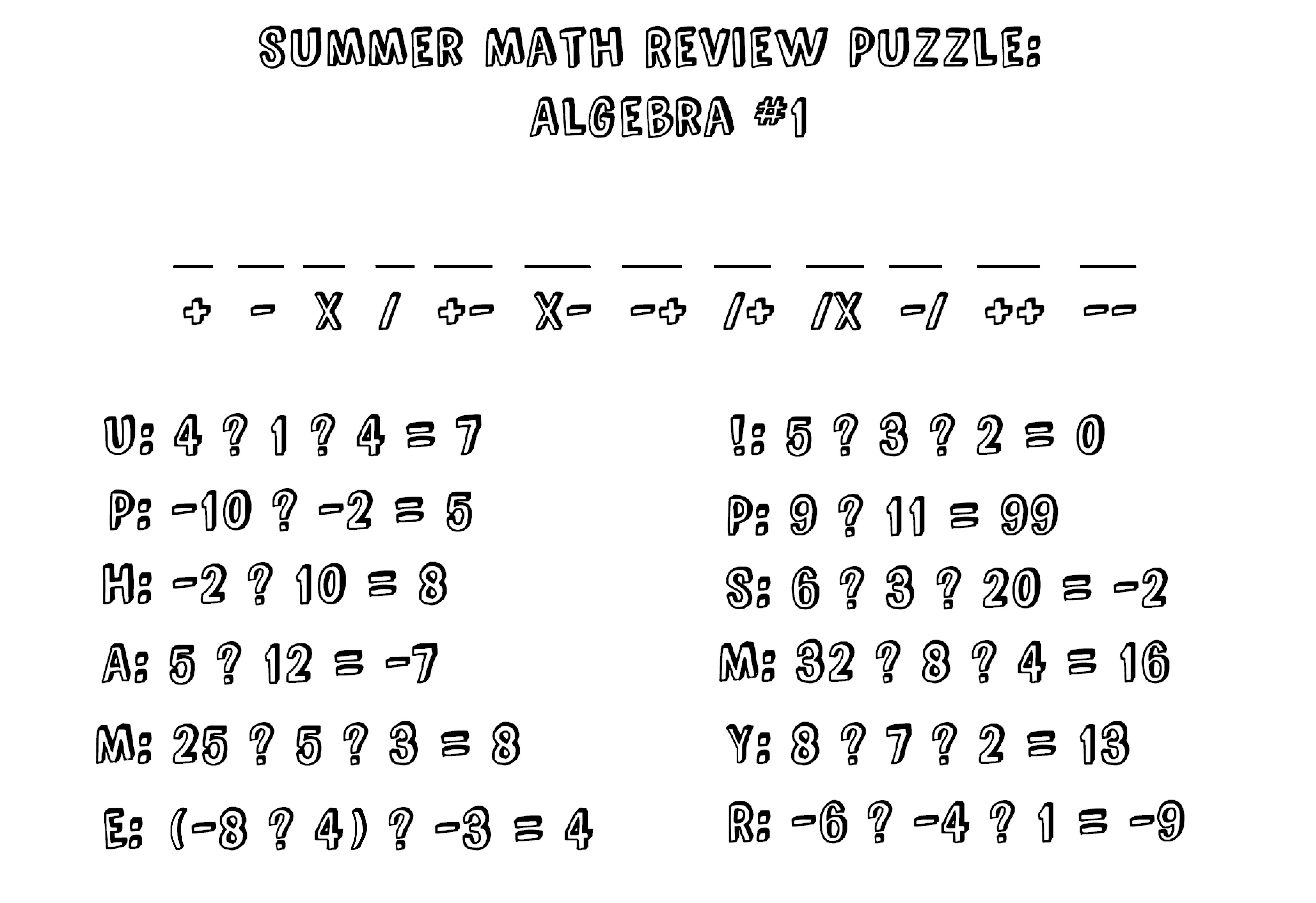 9 Best Images of Algebra Puzzle Worksheets - 6th Grade Pre-Algebra