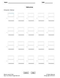 Blank Subtraction Worksheet