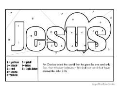 Color by Number Coloring Page John 3 16