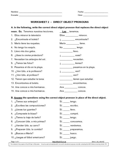 Spanish Question Words Worksheet Answers