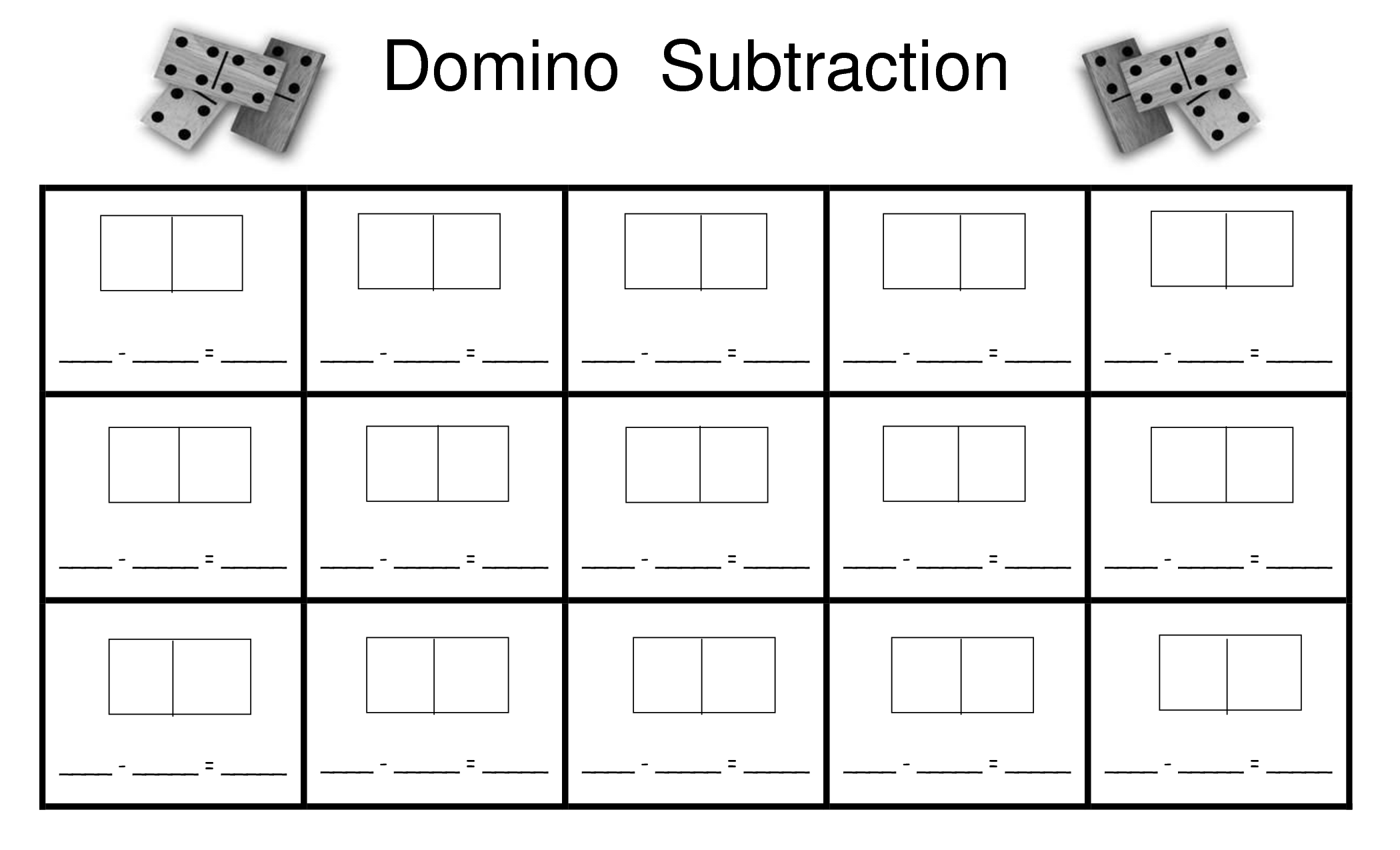Domino Addition and Subtraction Worksheet