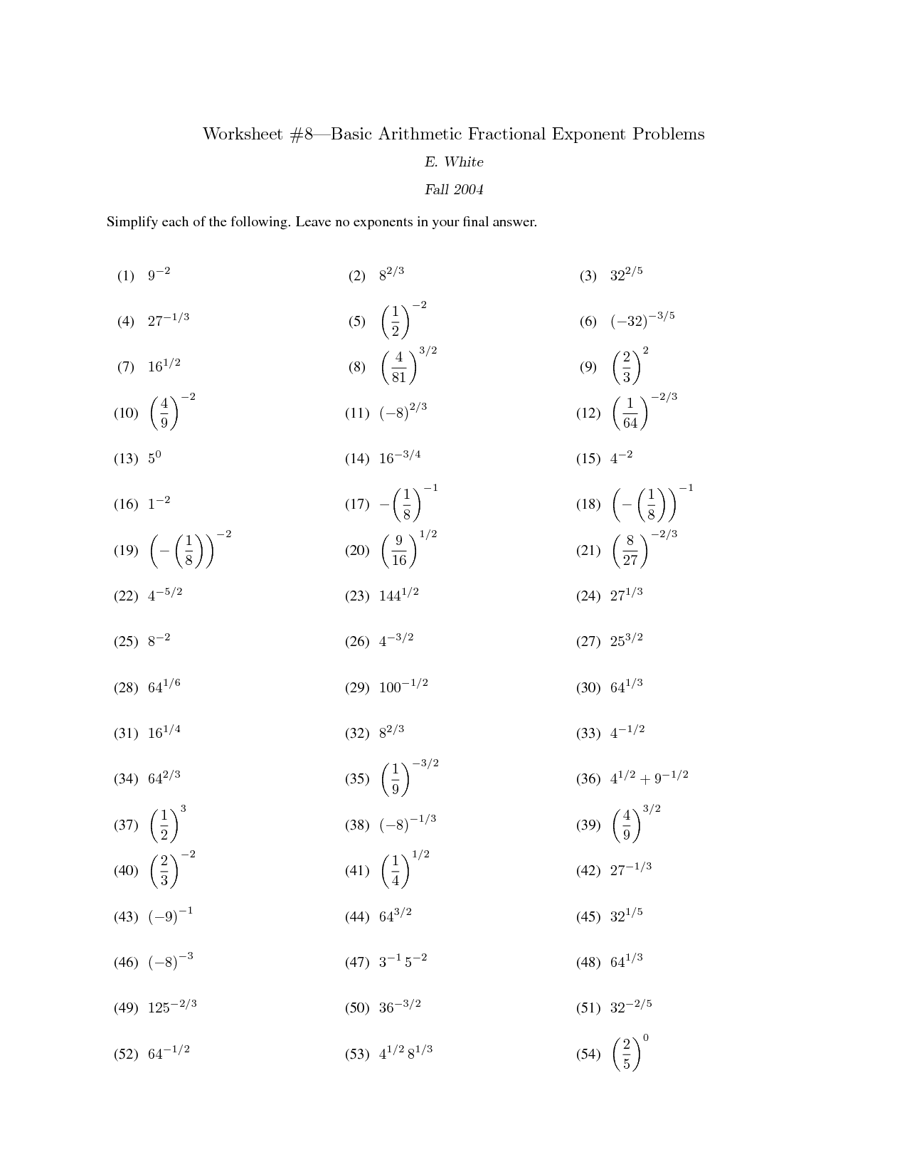 15 Best Images of Exponent Rules Worksheet  Exponents Worksheets, Powers and Exponents 