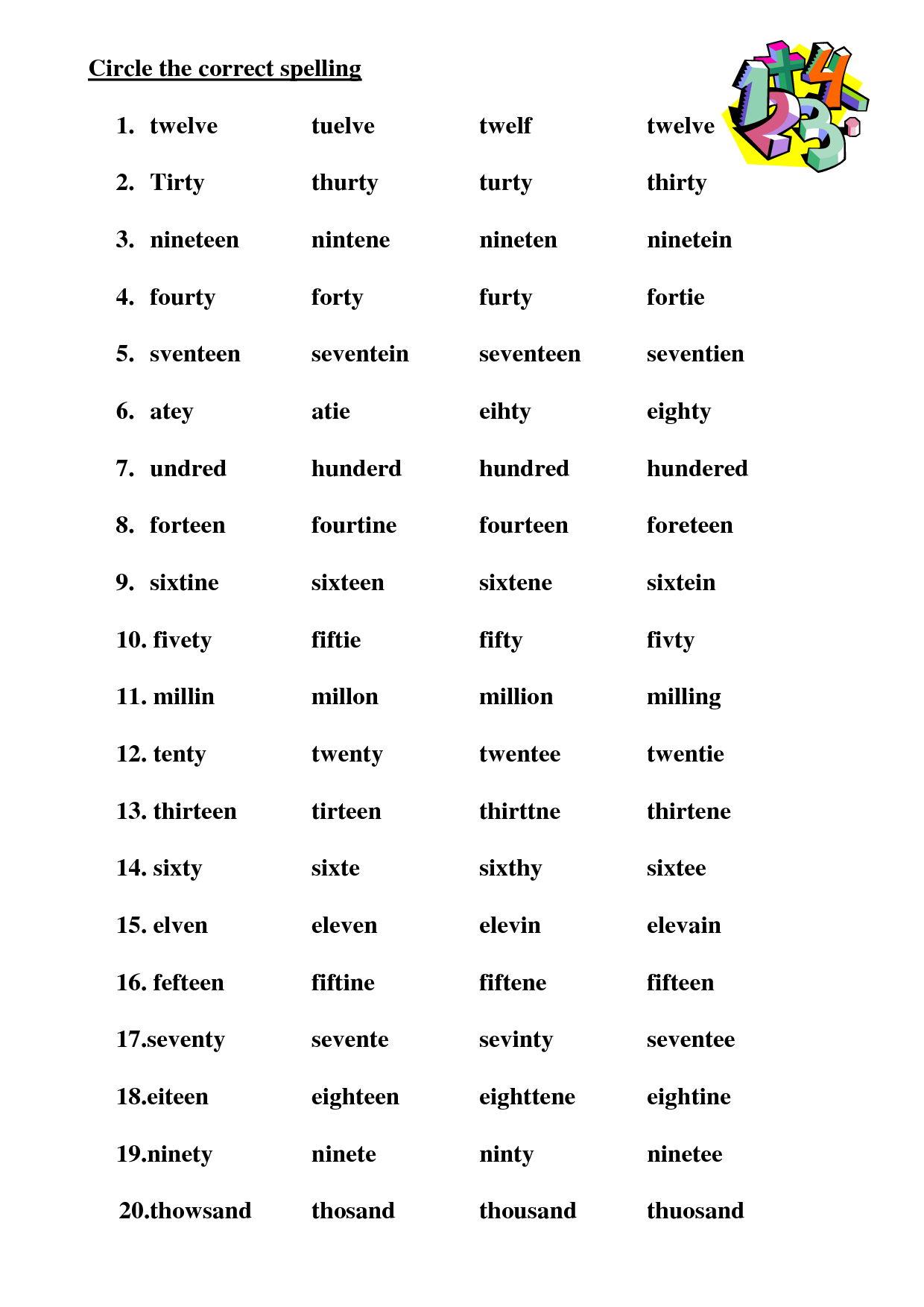 English Spelling Worksheet For Class 2
