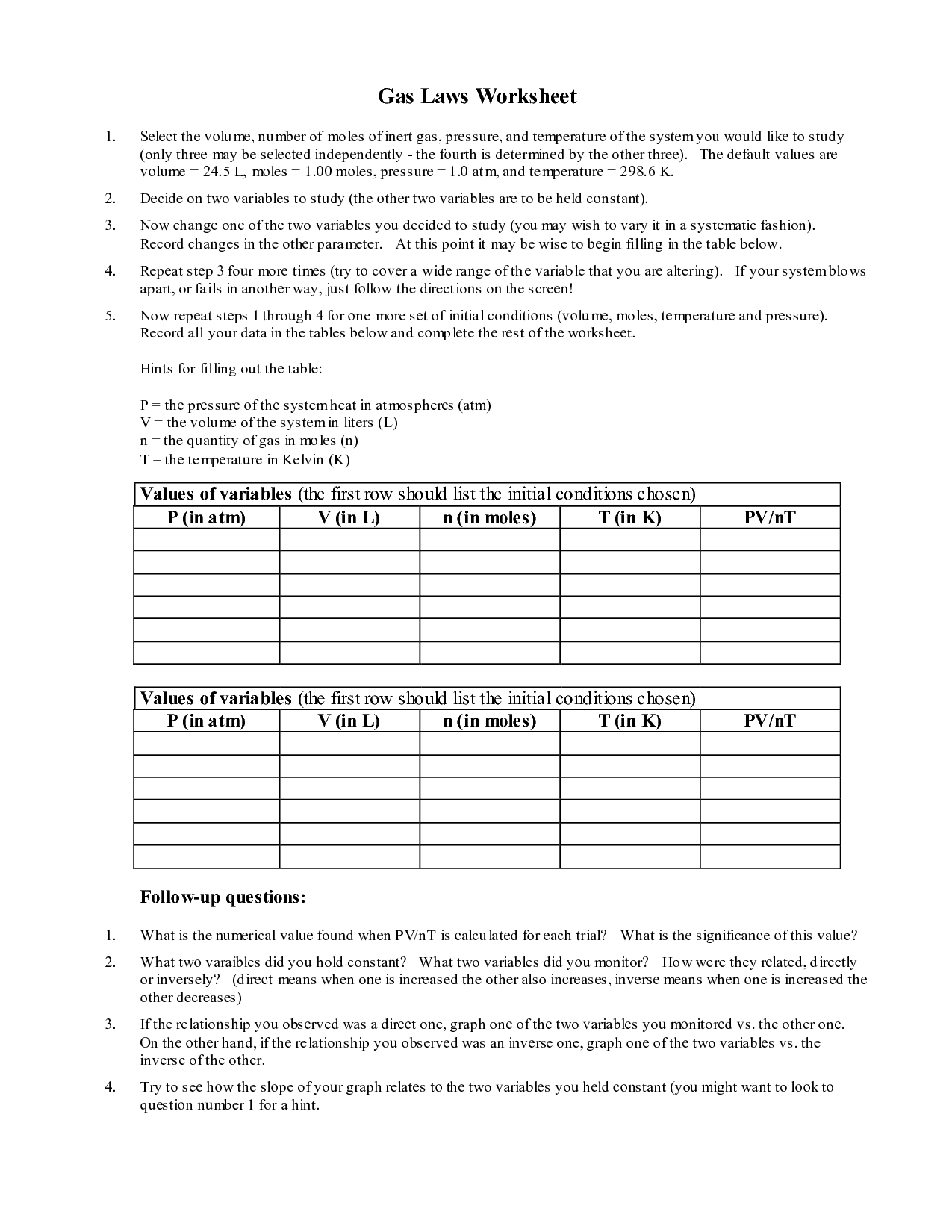 16 Best Images of Gas Law Calculations Worksheets Answers  Ideal Gas Law Worksheet Answer Key 
