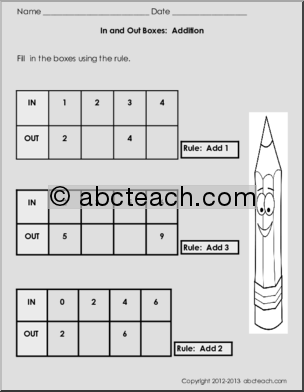 In and Out Boxes for Worksheets