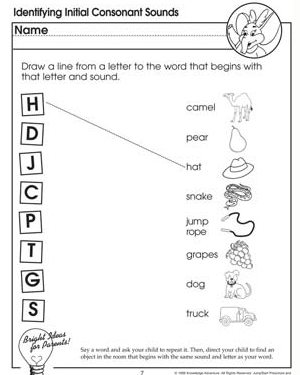 Initial Consonant Sounds Worksheets Kindergarten