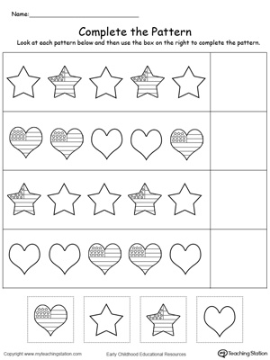 15 Best Images of Preschool Worksheets Complete The Pattern - Number