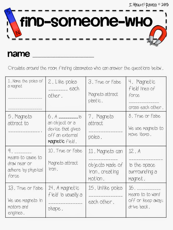 10 Best Images of Magnet Worksheet Elementary - Magnet Worksheets Grade