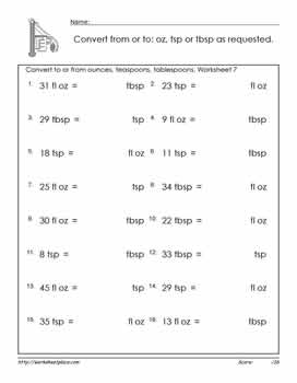 Pint to Cups Measurement Conversion Worksheets