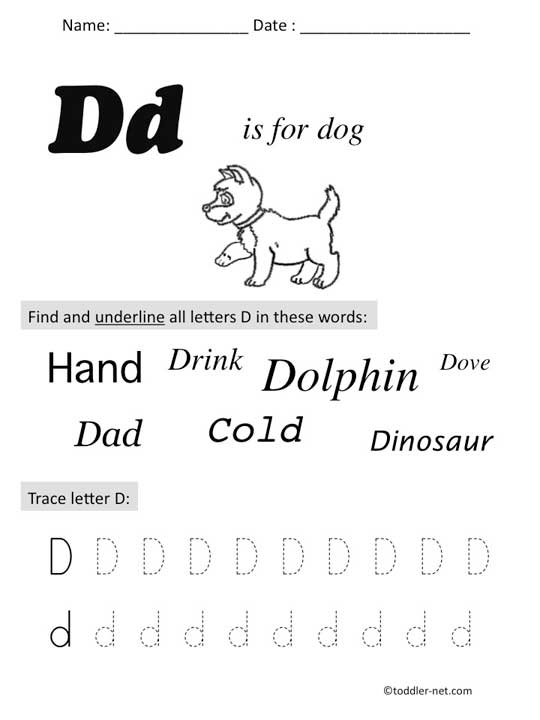 Printable Letter D Worksheets Preschool