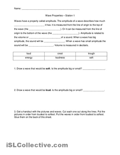 Bill Nye Waves Worksheet