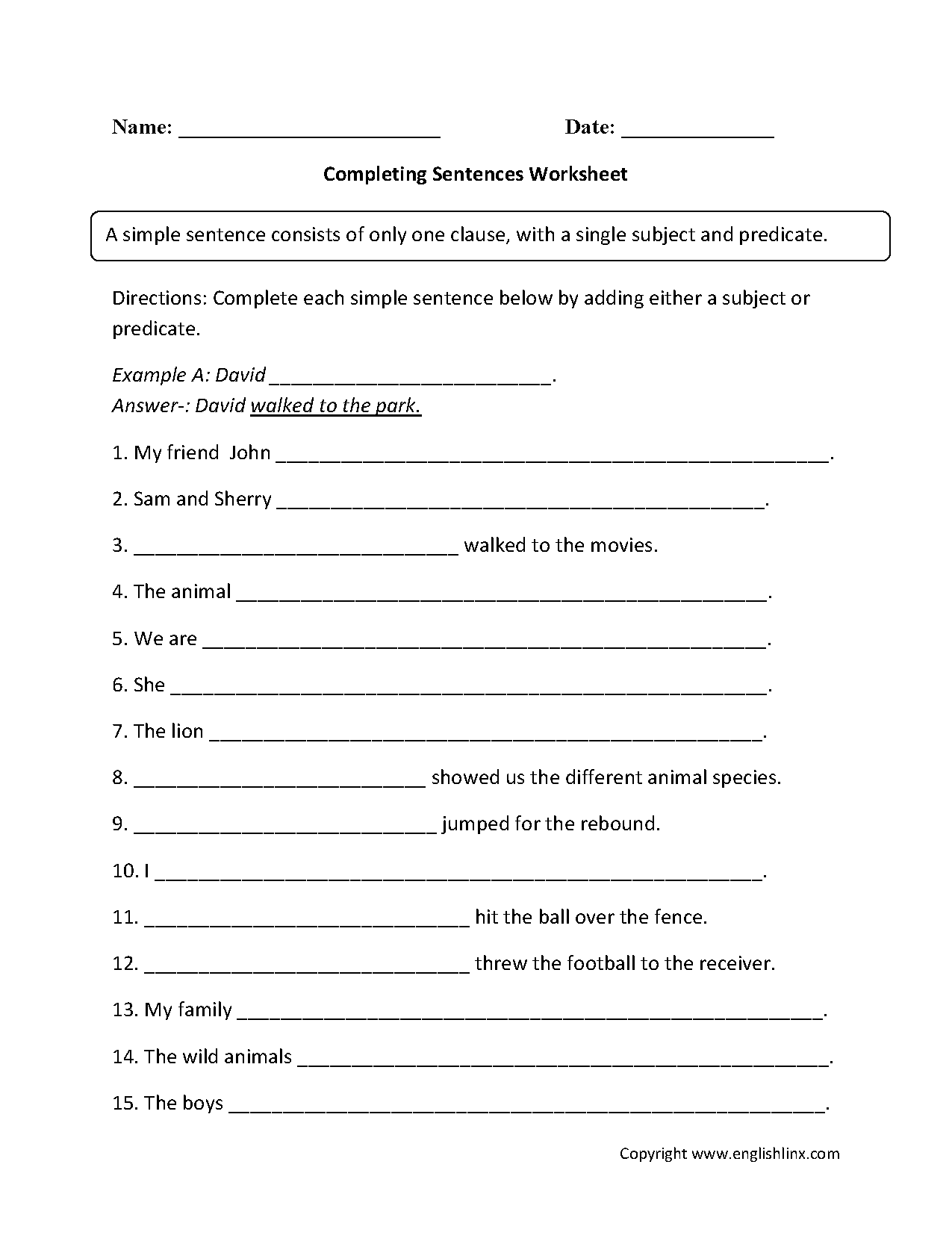 20 Best Images of Sentence Structure Worksheets 7th Grade - Simple