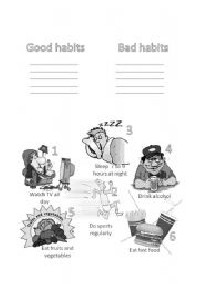 Good and Bad Health Habits Worksheet