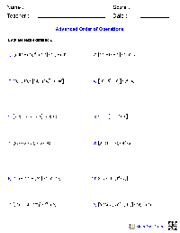 Order of Operations Worksheets 6th Grade