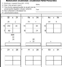 Partial Products Method 2-Digit Multiplication Worksheets